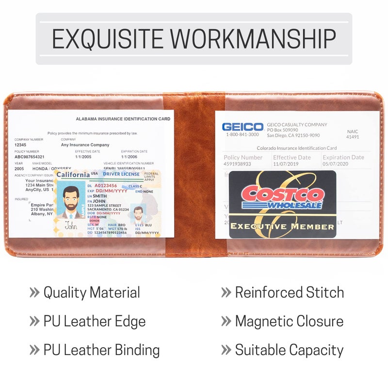 CANOPUS Car Registration and Insurance Holder  Magnetic Closure  Embossed Card Document Holder  Vehicle Glove Box Organizer  Wallet for Auto  SUV  Motorcycle  Truck  Waterproof  Truck Model - Image 4